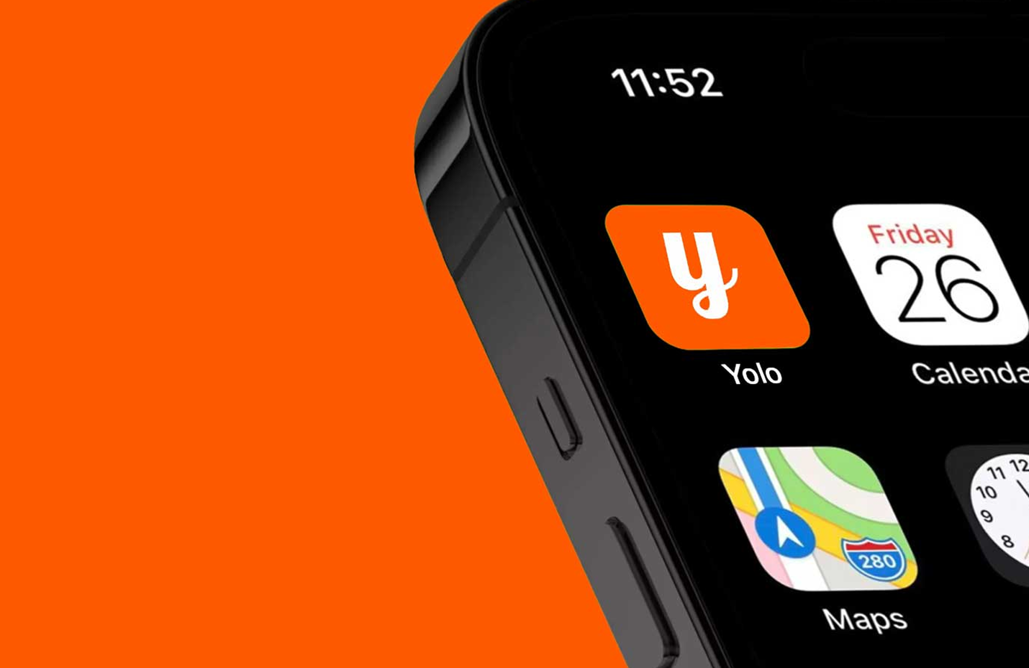 YOLO app icon shown on a phone